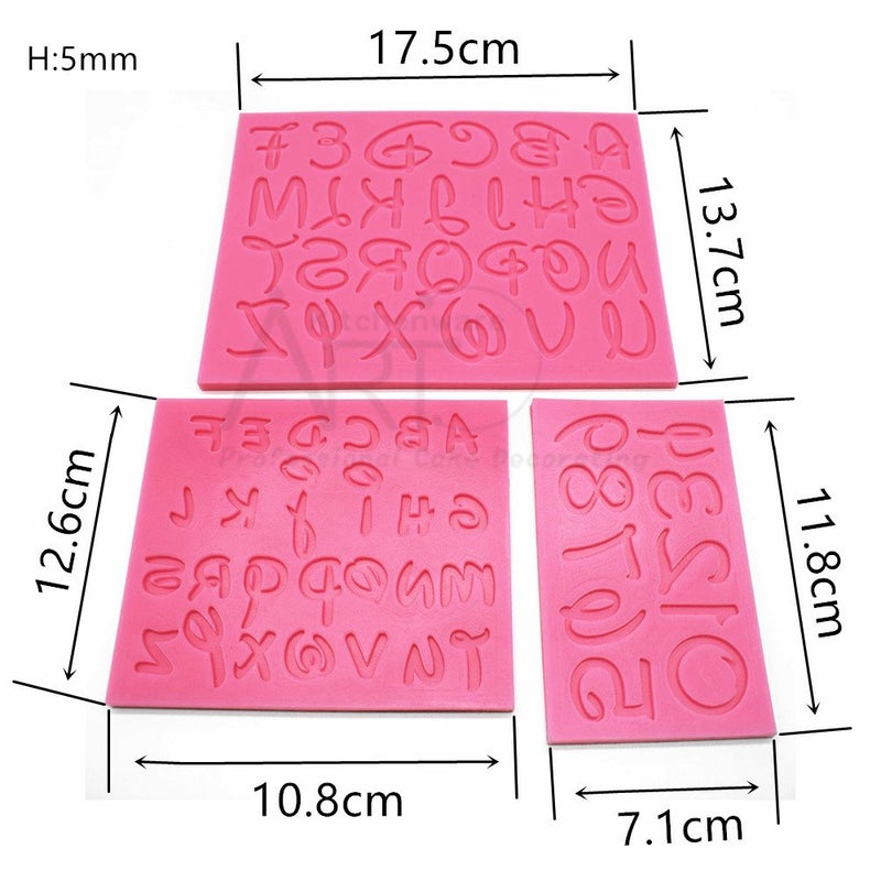 AK ART KITCHENWARE 3PCS Number and Alphabet Silicone Fondant Mold for Decorating Cake Cupcake Cookie Moulds Pastry DIY Bakery Tools SM-831 Pink - Image 5